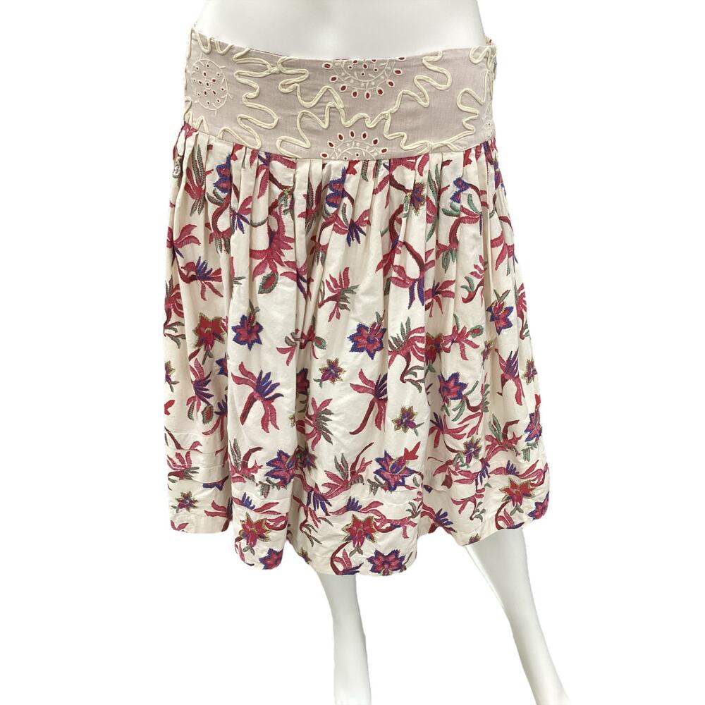 Viola Castellani For Anthropologie Skirt Women’s Size 4 100% Cotton Floral Print